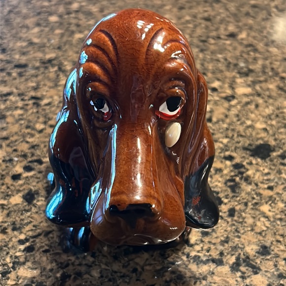 Vintage Enesco Bassett Hound Puppy Dog Crying Pearl Tear Planter made in Japan - Picture 10 of 10